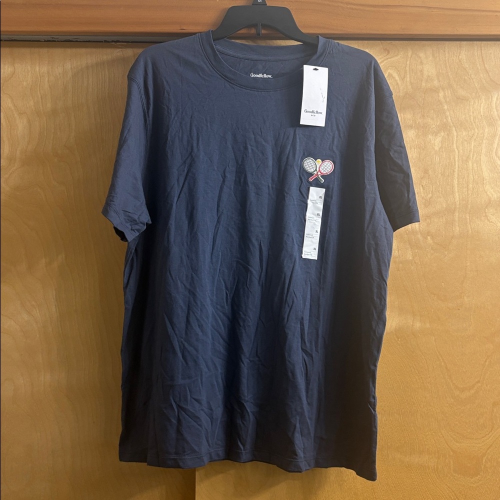 NWT Goodfellow & Co Light Flaws Blue Embroidered T-Shirt XL 100% Cotton